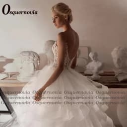 Osquernovia Charming Wedding Dresses V-neck Ruched Appliques Spaghetti Straps Backless Appliques Lace-up Robe De Mariée 2025