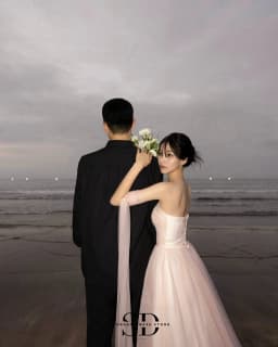 Sondr Baby Pink Bridal Wedding Snap Dresses Korean Style Soft Tulle Strapless Corset Outdoor Wedding Reception Dress Party Gown