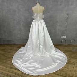 Off Shoulder Lace Corset Satin Wedding Dress High Side Slit Cathedral Train Backless Ivory Bridal Gown Custom Vestido De Novia
