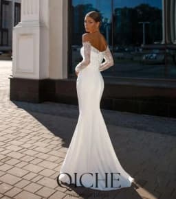QICHE Lace Long Sleeve Sweetheart Mermaid Wedding Dress Pleat Open Back Off The Shoulder Bridal Gown Vestido De Novia Customized