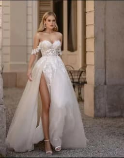 Lace Appliques Civil Wedding Dress 2025 Bride Off Shoulder Sweetheart Bridal Gown Side Split A-Line Customized