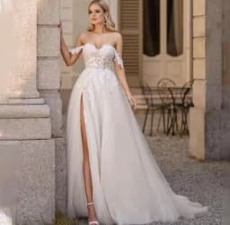Lace Appliques Civil Wedding Dress 2025 Bride Off Shoulder Sweetheart Bridal Gown Side Split A-Line Customized