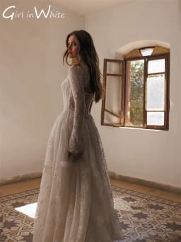 Full Lace Ivory Wedding Dresses High Neck Long Sleeves Bridal Gowns Floor Length A-Line Backless Wedding Gowns 2025 Customized