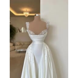 Satin Pearls Wedding Dresses for Bride 2024 Luxury Mermaid Bead with Detachable Skirt Vestidos De Novia Bridal Gowns Customized