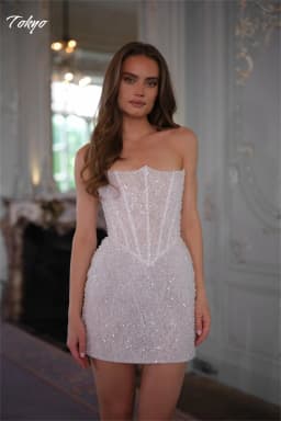 Tokyo Customized Ivory Corset Mini Wedding Dress Off Shoulder Shiny Sequin vestidos de novia Elegant Sleeveless Party Gown 2025