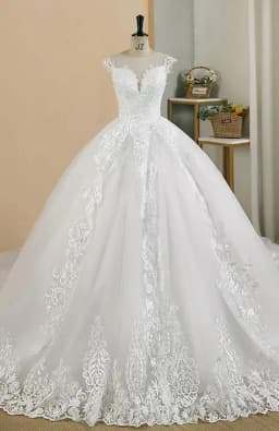 Lace Wedding Dress V-neck Luxury Princess Wedding Gown With Train Classic Ball Gown Plus Size Vestido De Noiva Customized