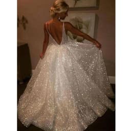 LORIE Glitter Women's Wedding Dress v neck tailoring wedding dresses свадебное платье бле gelinlik Arabic Bridal Gown Customized