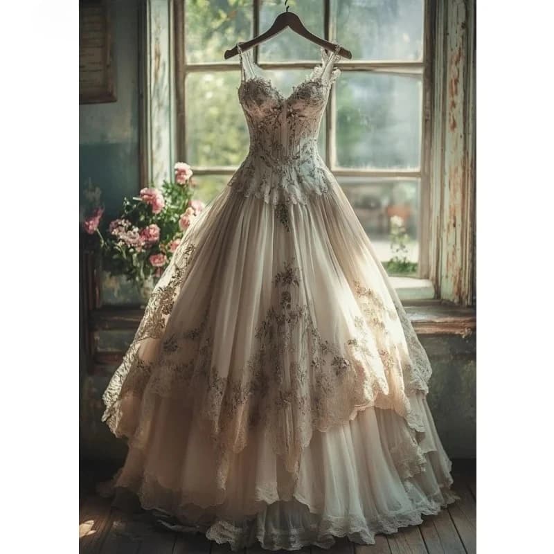 Historic Medieval Wedding Dress Straps V-neck Sleeveless A-Line Garden Bridal Gown Elegant Vestido De Novia 2025 Customized