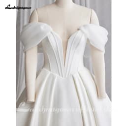 Lakshmigown Off The Shoulder Crepe Satin A-Line Bridal Gowns For Formal Party Floor Length Wedding Dress Vestidos Customized