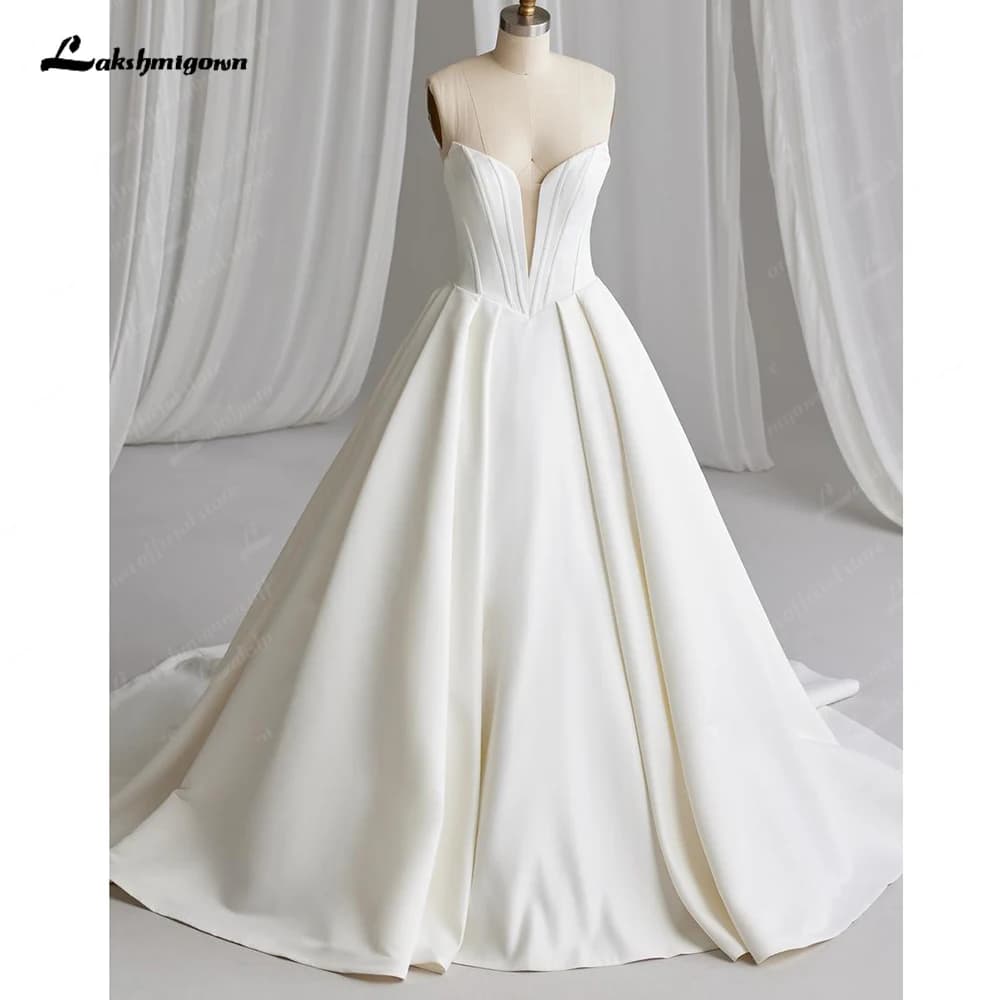 Lakshmigown Off The Shoulder Crepe Satin A-Line Bridal Gowns For Formal Party Floor Length Wedding Dress Vestidos Customized