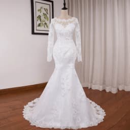 Mermaid Wedding Dresses Long Sleeve O Neck White Wedding Dress Lace Applique Beading Bride Dress Robe De Mariage Customized