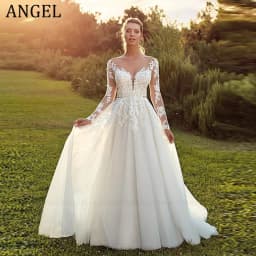 ANGEL Pastrol Wedding Dresses For Woman 2025 Customized Illusion Back Scoop Bride Gowns Applique A-Line Tulle vestidos de novia
