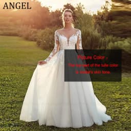 ANGEL Pastrol Wedding Dresses For Woman 2025 Customized Illusion Back Scoop Bride Gowns Applique A-Line Tulle vestidos de novia