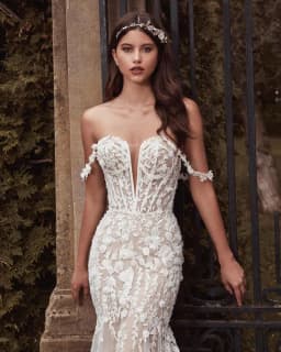 Sexy V-neck Full Lace Applique Mermaid Wedding Dresses Detachable Train 2 In 1 Custom Made Vestido De Noival
