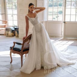 BEBEKEY Elegant Lace Wedding Dress With DetachableTrain Mermaid Wedding Party Gown Customized Bridal Dresses Formal Gowns