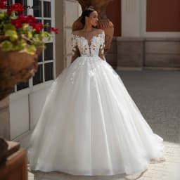 SoDigne A-line Lace Appliques Wedding Dresses Off Shoulder Tulle Bridal Dress Long Wedding Gown Robe De Mairee Customized 