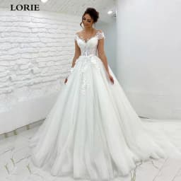 LORIE Princess Wedding Dress off The Shoulder 3D Lace Appliques Boho Bride Dresses Vestido De Novia Customized Ball Gowns 2022