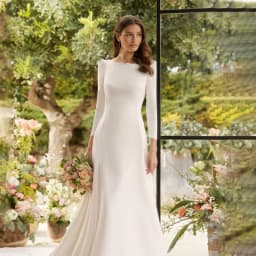 Customized Modest O-Neck Satin Long Sleeve Mermaid Wedding Dress Lace Appliques Backless Bridal Gown Vestidos De Novia