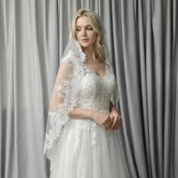 Customized Mantilla Veil with Eyelash Lace, Single Tier 1m/1.5m/2m Wedding Veil with Hidden Comb, Eyelash Lace Ivory Bridal Veil