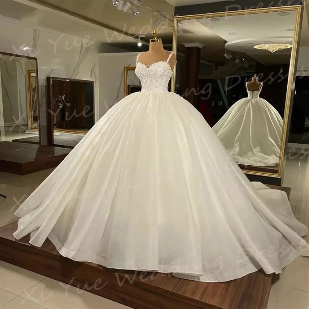 2025 Exquisite Sexy A Line Women's Wedding Dresses Appliques Bride Gowns Spaghetti Straps Princess Customized Vestido De Noivas