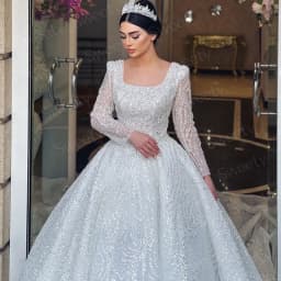 Exquisite Wedding Dress With Embroidery Bead Princess Ball Gown Full Sleeve Square Collar Lace Up Customized Vestido De Novia