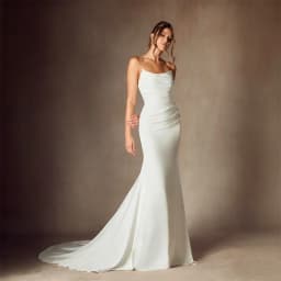 Customized Strapless Scoop Neckline Mermaid Satin Wedding Dress Elegant Zipper Back Floor Length Chapel Train Gown For Brides