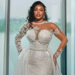 Customized Sexy Arabic Mermaid Wedding Dresses Sheer Neck Lace Applique Beads Long Sleeves Removable Tail Formal Bridal Gown