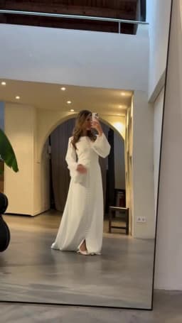 Eightale Arabic Wedding Dresses O-Neck Lace Mermaid Muslim Buttons White Ivory Customized Modest Bridal Gowns Vestidos De Novia