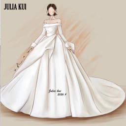 Julia Kui Off The Shoulder Full Sleeve Delicate Lace Of A-Line Wedding Dress Customize Made