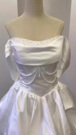 Satin Off Shoulder Light Wedding Dress French Short Style Certified Engagement Dress Birthday Party Banquet Dress Customized