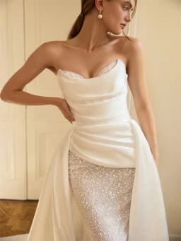 Customized Strapless Sheath Wedding Dress with Sweetheart Neckline Satin Fabric Lace-up Back Floor Length Sweep Train for Bride