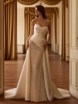 Customized Strapless Sheath Wedding Dress with Sweetheart Neckline Satin Fabric Lace-up Back Floor Length Sweep Train for Bride