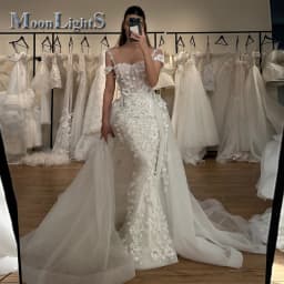 Moonlight Sparkly Wedding Dresses Mermaid Off the Shoulder Appliques Lace up Sequined Vestidos De Novia Brautmode Customized