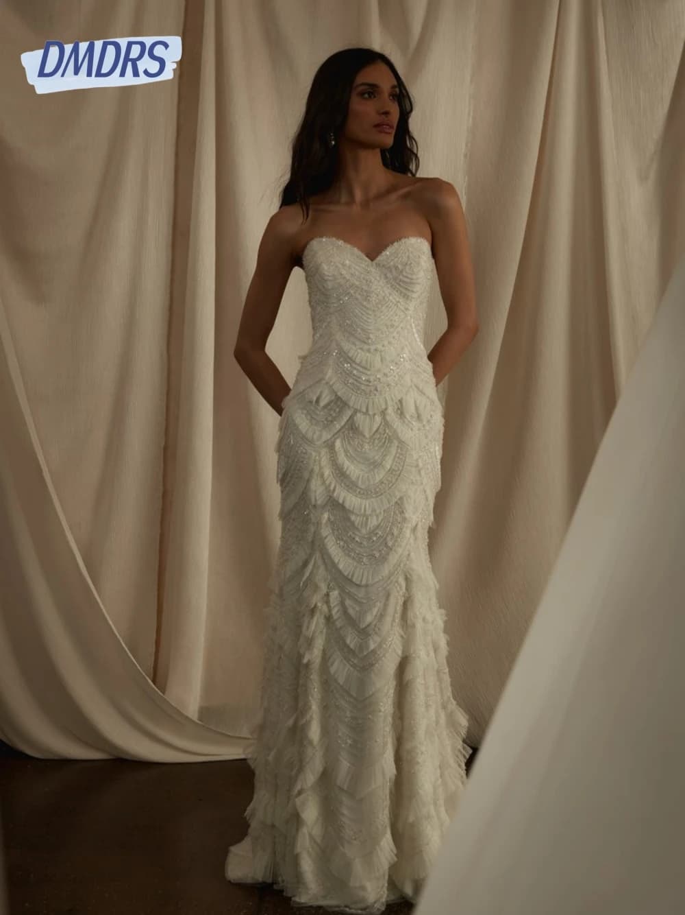 Stunning Tiered Beading 2026 Wedding Dress Stylish Straight Sweetheart Neck Pearls Gown Customized Women Dreamy Birde Dress