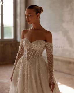 LORIE A-line Gittle Shiny Sexy Wedding Dress Off Shoulder Backless Lace Appliques Wedding Gowns Princess Customized Gift 2025