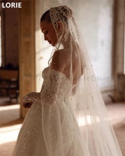 LORIE A-line Gittle Shiny Sexy Wedding Dress Off Shoulder Backless Lace Appliques Wedding Gowns Princess Customized Gift 2025