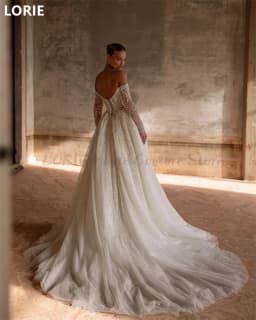 LORIE A-line Gittle Shiny Sexy Wedding Dress Off Shoulder Backless Lace Appliques Wedding Gowns Princess Customized Gift 2025