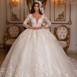 Customized Vintage Lace Wedding Dresses Princess Ball Gown Beading Bridal Gowns Shinny Tulle Long Sleeves Dubai Marriage Dress