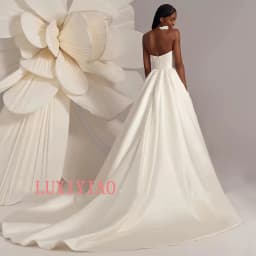 Wedding Dresses Africa Bridal Gown Small V Neck Sleeveless Pleat Body Draped A Line Satin Bride Dresses Sweep Train Customized