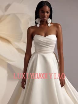Wedding Dresses Africa Bridal Gown Small V Neck Sleeveless Pleat Body Draped A Line Satin Bride Dresses Sweep Train Customized