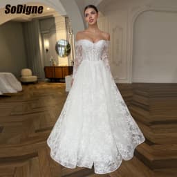  SoDigne A-line Lace Wedding Dresses Off Shoulder Long Sleeves Bridal Dress 2026 Boho Bride Gown Vestidos De Novia Customized