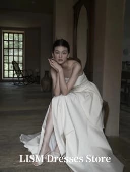 LISM Strapless A-Line Korea Wedding Dresses Photo Shoot Cotton Floor Length Elegant Bridal Gowns웨딩드레스 2026 Customized