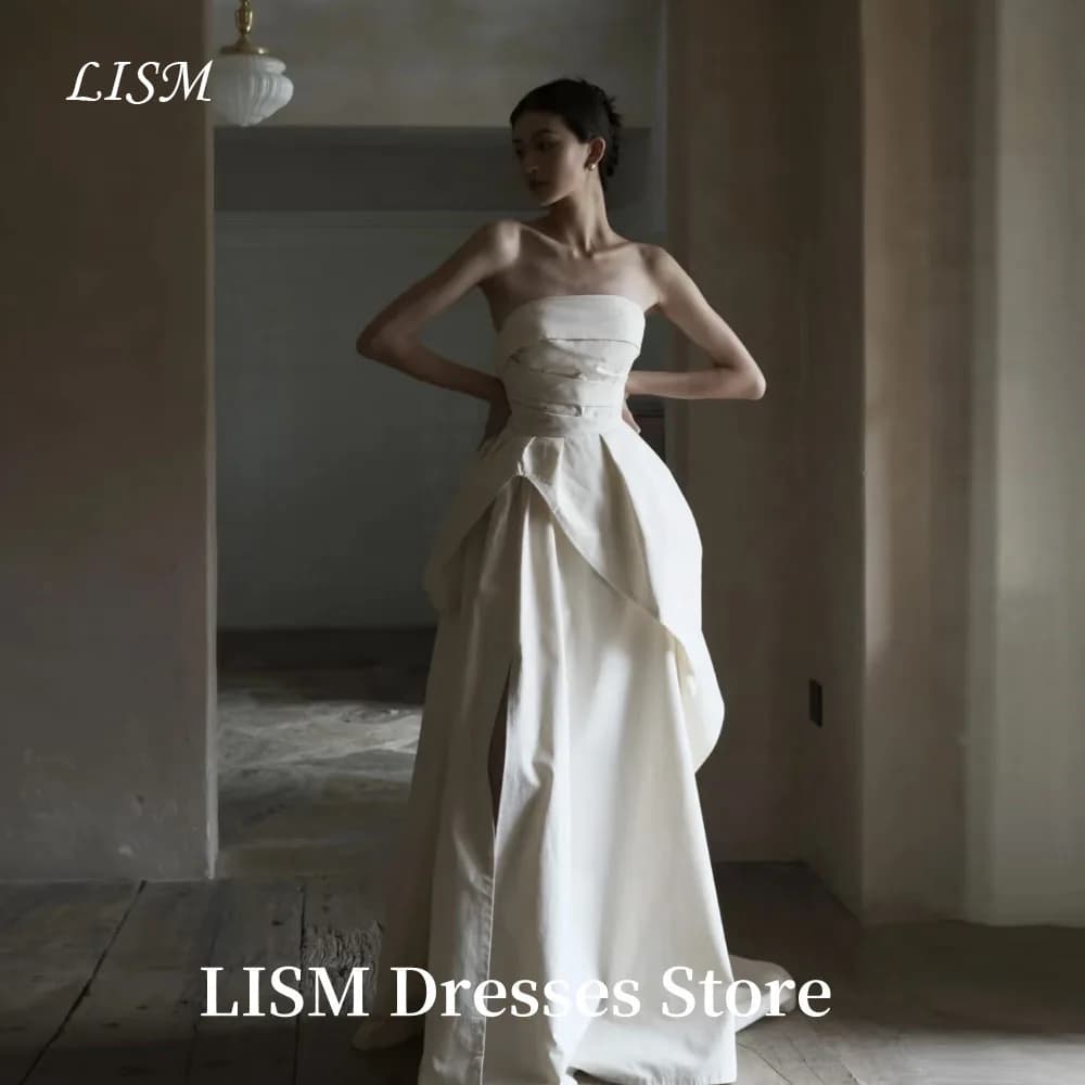 LISM Strapless A-Line Korea Wedding Dresses Photo Shoot Cotton Floor Length Elegant Bridal Gowns웨딩드레스 2026 Customized