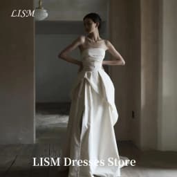 LISM Strapless A-Line Korea Wedding Dresses Photo Shoot Cotton Floor Length Elegant Bridal Gowns웨딩드레스 2026 Customized