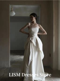 LISM Strapless A-Line Korea Wedding Dresses Photo Shoot Cotton Floor Length Elegant Bridal Gowns웨딩드레스 2026 Customized