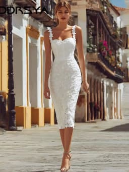 RODDRSYA Lace Midi Wedding Dresses Civil Spaghetti Straps Sweetheart Occasions Gowns Modern Mermaid vestidos de novia Customized