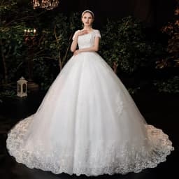 2026 Luxury Lace V Neck Ball Gown Wedding Dresses Short Sleeve Princess Illusion Applique Bridal Gowns Casamento Customized