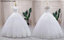 2026 Luxury Lace V Neck Ball Gown Wedding Dresses Short Sleeve Princess Illusion Applique Bridal Gowns Casamento Customized