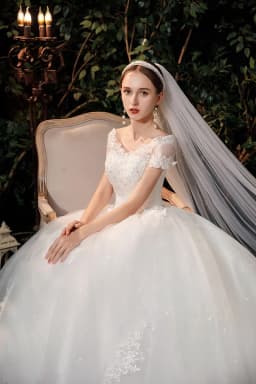 2026 Luxury Lace V Neck Ball Gown Wedding Dresses Short Sleeve Princess Illusion Applique Bridal Gowns Casamento Customized