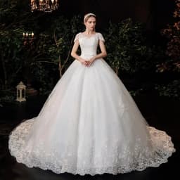 2026 Luxury Lace V Neck Ball Gown Wedding Dresses Short Sleeve Princess Illusion Applique Bridal Gowns Casamento Customized